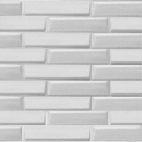 Dundee Deco's Off-White Faux Brick 3D Wall Panel, Peel and Stick Wall Sticker, Self Adhesive Foam Wallpaper Wall Paneling Decor, 2.3ft X 2.3ft, 5.29 sq ft each