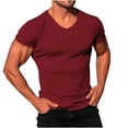 thumbnail image 2 of Styesk T-Shirts pour Homme à la Mode T-Shirt Uni Décontracté Ajusté à Col en V à Manches Courtes, 2 of 6