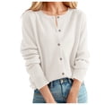 thumbnail image 1 of Cardigan pour Femmes Chandail Classique Chandail pour Femmes Col Ras du Cou à Boutons Cardigan à Manches Courtes Tricoté Ouvert à l'Avant, 1 of 4