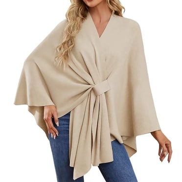 Baberdicy Women'S Winter Cape Poncho Soft Warm Loose V-Neck Fashion & Outdoor Gifts for Women, Beige Women'S Winter Capes & Ponchos Universal Size