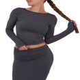 thumbnail image 1 of Ladies‘ Backless Tie-Up T-shirt with Long Sleeves, 1 of 3