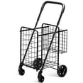 thumbnail image 1 of Costway Folding Shopping Cart Jumbo Basket Rolling Utility Trolley Adjustable Handle New, 1 of 10