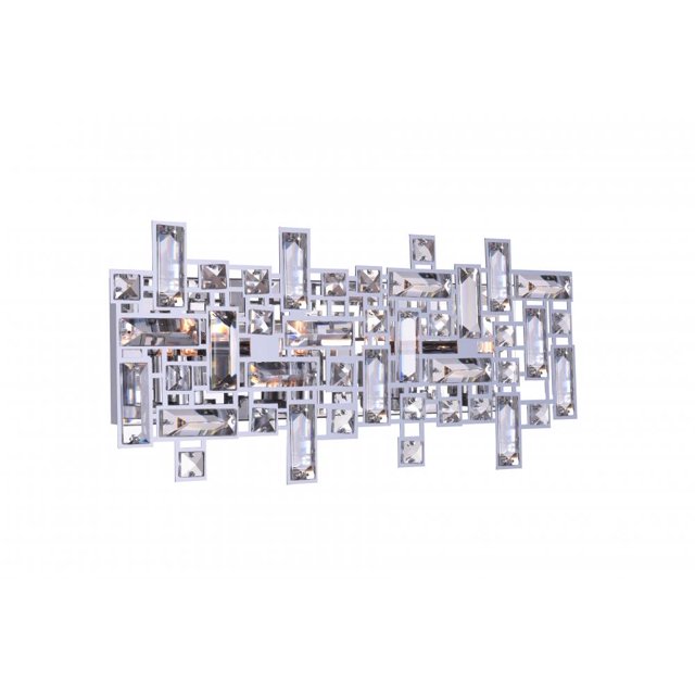 CWI Lighting Luminaire de Meuble-Lavabo à 4 Lumières avec Fini Chrome de la collection Arley. Ce Luminaire de Salle de Bain Présente une Finition Chrome avec des Cristaux Transparents K9 Arrangés en Motif Géométrique. Il Comprend Quatre Douilles d'Ampoule G9 à Double Broche (Ampoules Non Incluses) et Mesure 8 Pouces de Hauteur, 18 Pouces de Largeur, et s'Étend sur 4 Pouces à Partir du Mur. Conçu pour une Puissance Maximale de 40 watts par Ampoule, Cet Élégant Luminaire de Meuble-Lavabo Est Idéal pour les Salles