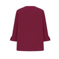 thumbnail image 4 of Timegard Plus Size Tops for Women V-Neck Ruched Ruffle 3/4 Sleeve Comfy Tee Shirts Casual Loose Tops, 4 of 5