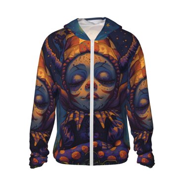 Vsdgher Dreamy Jester Under Stars Print Adult Hoodie Shirts Rash Guard for Men Women,Long Sleeve Sun Protection Fishing Shirts for Athletic Running Swim-X-Large