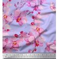 thumbnail image 1 of Soimoi Poly Georgette Fabric Bird & Orchids Flower Print Fabric by the Yard 42 Inch Wide, 1 of 3