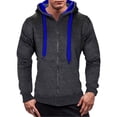 thumbnail image 2 of Sentmoon Fall Clothes Men Oversized Drawstring Hooded Neck Mens Fall Outfits Long Sleeve Color Block Loose with Pockets Stretchy Sweatshirts Winter Stylish for Vacation Dark Gray XXL, 2 of 5