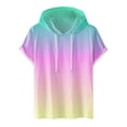 thumbnail image 1 of Besolor Mens Casual Hooded Tops Gradient Drawstring Short Sleeve Shirts Sports ness Pullover Summer Blouse, 1 of 4