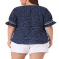 thumbnail image 3 of CHUANK Women‘s Plus Summer Pin Dots Ruffle Short Sleeve V Neck Blouses, 3 of 5