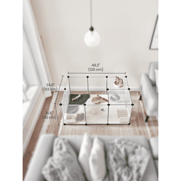 LEDREM Parc pour Animaux de Compagnie à 20 Panneaux avec Plancher, Enclos pour Petits Animaux avec Panneaux en Plastique Bricolage, pour Cochons d'Inde, Lapins, Hamsters, 49.2 x 24.8 x 16.5 Pouces, Blanc