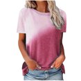 thumbnail image 1 of FAIWAD Tunique à Manches Courtes pour Femmes Col Rond Dégradé Basique T-Shirts Amples Blouse Légère Décontractée, 1 of 6