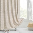 thumbnail image 4 of Vaidha Rideau de Douche Bohème de Style Ferme, Ensemble de Rideau de Douche en Tissu Rayé en Lin Robuste avec Pompon, Hydrofuge, Rideau de Douche en Tissu Bohème Vintage Campagnard, 4 of 7