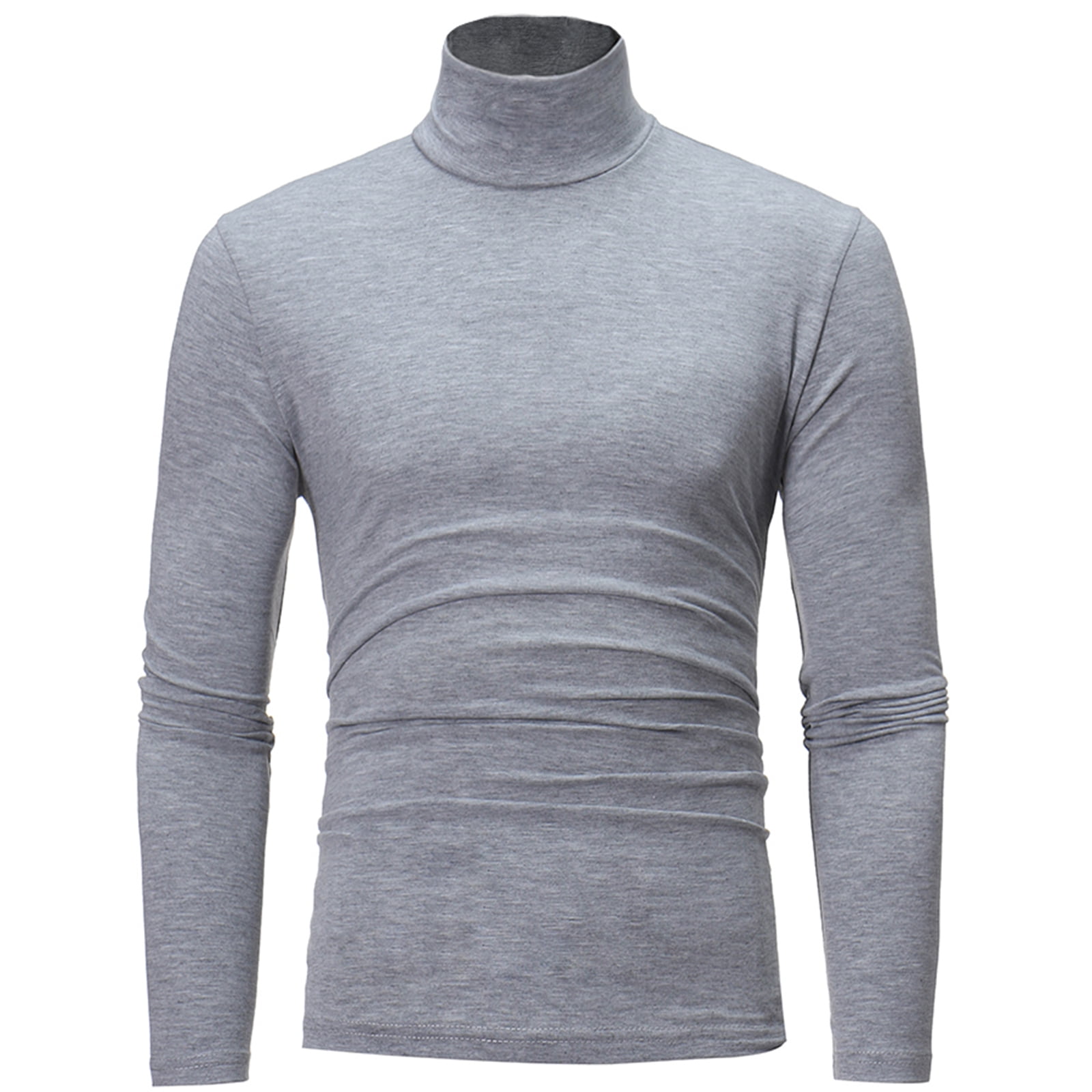 YONGHS T-Shirt à Col Roulé Thermique de Base pour Homme, Coupe Ajustée, Manches Longues, Chandail Décontracté, Gris, M