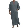 thumbnail image 1 of Ketyyh-chn99 T-Shirt Homme Mode Hommes Décontracté Mode Coton Col en V Manches Longues Robe Veste Haut Gris,P, 1 of 5