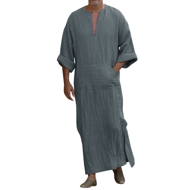 Ketyyh-chn99 T-Shirt Homme Mode Hommes Décontracté Mode Coton Col en V Manches Longues Robe Veste Haut Gris,P