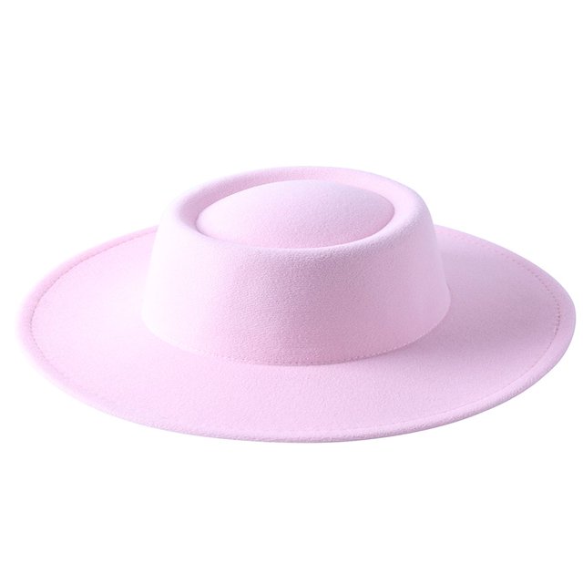 Female Hat Solid Color Flat-Top Cap Blower Hat Woolen Cap Fedoras