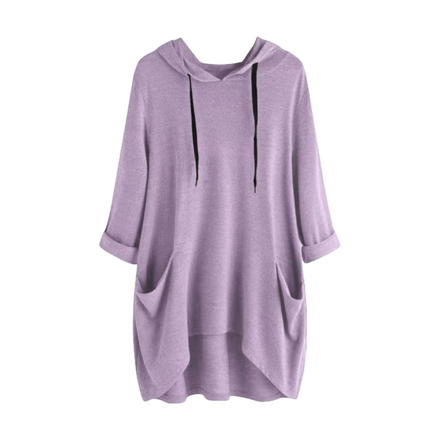 Timegard Hoodies for Women Plus Size Long Sleeve Drawstring Fall Casual Loose Comfy Blouse with Pockets