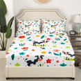 thumbnail image 3 of YST Milk Cow Sheet Set Kawaii Animal Queen Bed Sheets Set For Girls Kids Cute Flower Animal Bed Set, Rustic Farm Animal Sheets Botanical Flower Pattern 3D Top Fitted Sheet 4 Pieces, 3 of 5