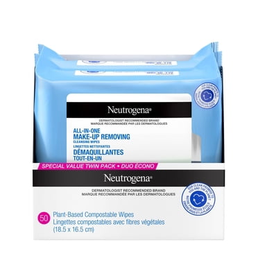 Neutrogena All in One Makeup Remover Cleansing Fragrance-Free Wipes - Alcohol-free, Sensitive Skin, Duo