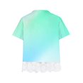 thumbnail image 4 of MeetoTime Kids Short Sleeve Tops Summer Casual Round Neck Gradient Color Lace Layered T-Shirt Tee for Girls, 4 of 4