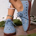 thumbnail image 2 of WRKEKC Womens Sandals Solid Color Stitched Cut Out Design Breathable Round Toe Closed Toe Lace Up Soft Sole Flat Sandals Casual, 2 of 9