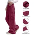 thumbnail image 4 of Timegard Hiking Pants for Women Cargo Pants Wide Leg Elastic Waisted Drawstring Athletic Trousers with Pockets, 4 of 5