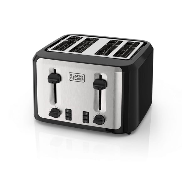 Black+Decker 4-Slice Toaster, Stainless Steel/Black, TR7847-1BDC
