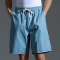 thumbnail image 2 of Birdeem Mens Solid Fashion Casual Cotton Drawstring Elastic Waist Half Shorts Pants, 2 of 12