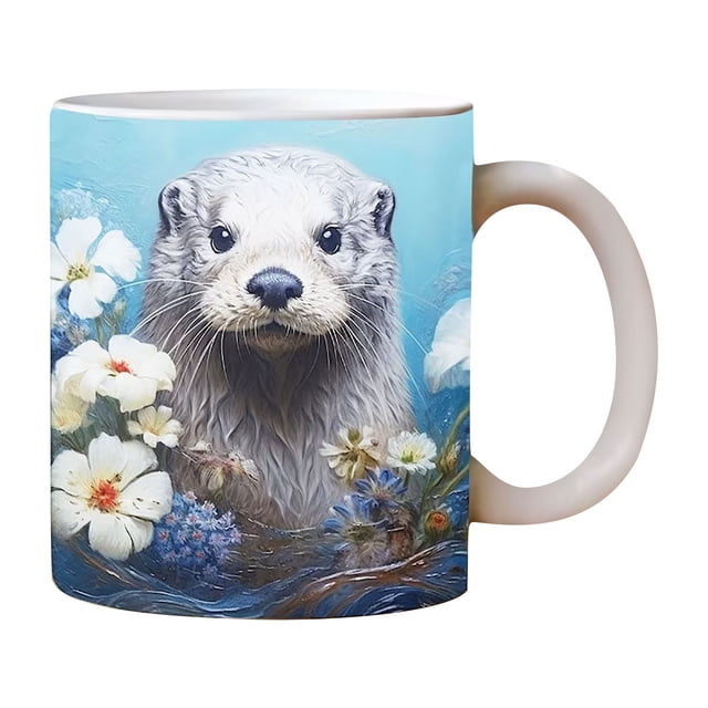 Ceramic Coffee Cup 150 ml Otter Design Microwave Safe Dishwasher Safe Holiday Gift Mug
