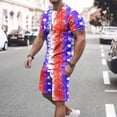 thumbnail image 1 of cllios 4th of July Outfit for Men 2 Piece Set Independence Day Mens Athletic Outfits Short Sleeve Shirts and Drawstring Shorts Set American Flag Matching Suits Independence Day Workout Tracksuits, 1 of 5