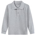 thumbnail image 1 of zbxnLI Girls Boys School Uniform Long Sleeve Golf Shirts Button Closure Collared Tops 2-15 Years, 1 of 3