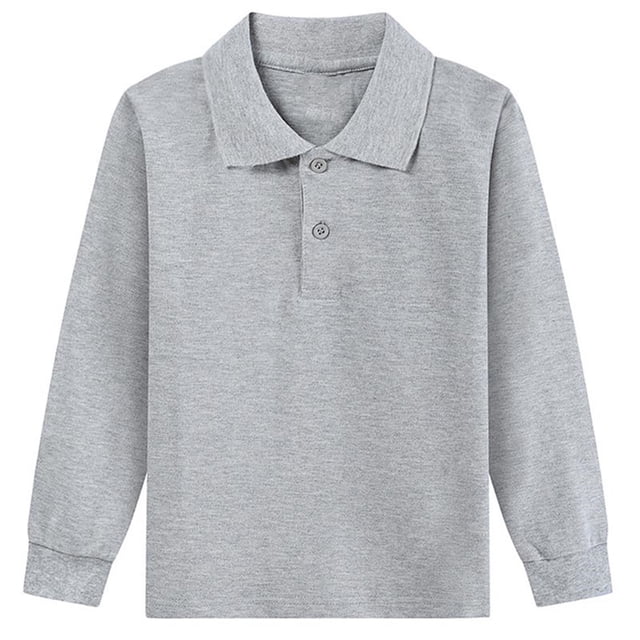 zbxnLI Girls Boys School Uniform Long Sleeve Golf Shirts Button Closure Collared Tops 2-15 Years