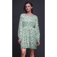 thumbnail image 4 of Bimba Robe Midi à Manches Longues Imprimé Floral Feuilles Vertes & Oiseau Flowerpecker pour Femmes-Moyen, 4 of 7