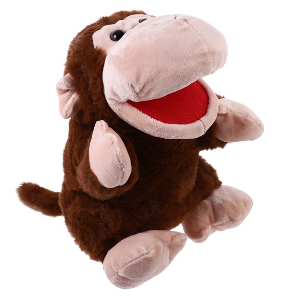 FELTECHELECTR Plush Monkey Hand Puppet with Movable Mouth for Family Storytelling and Role Playing