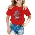 thumbnail image 1 of PMVFHDE Hauts pour Filles T-Shirts pour Filles T-Shirts Graphiques T-Shirts pour Fille Hauts d'Été Tendance pour Filles Hauts d'Été pour Fille T-Shirt Graphique Mignon pour Fille Col Rond Manches Courtes T-Shirt d'Été Rouge, 9-10 Ans, 1 of 5