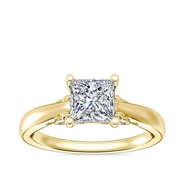1.20 T.C.W Princess Shape Natural Diamond Latest Design Solitaire Wedding Ring for Ladies Solid 14K Yellow Gold Size 8