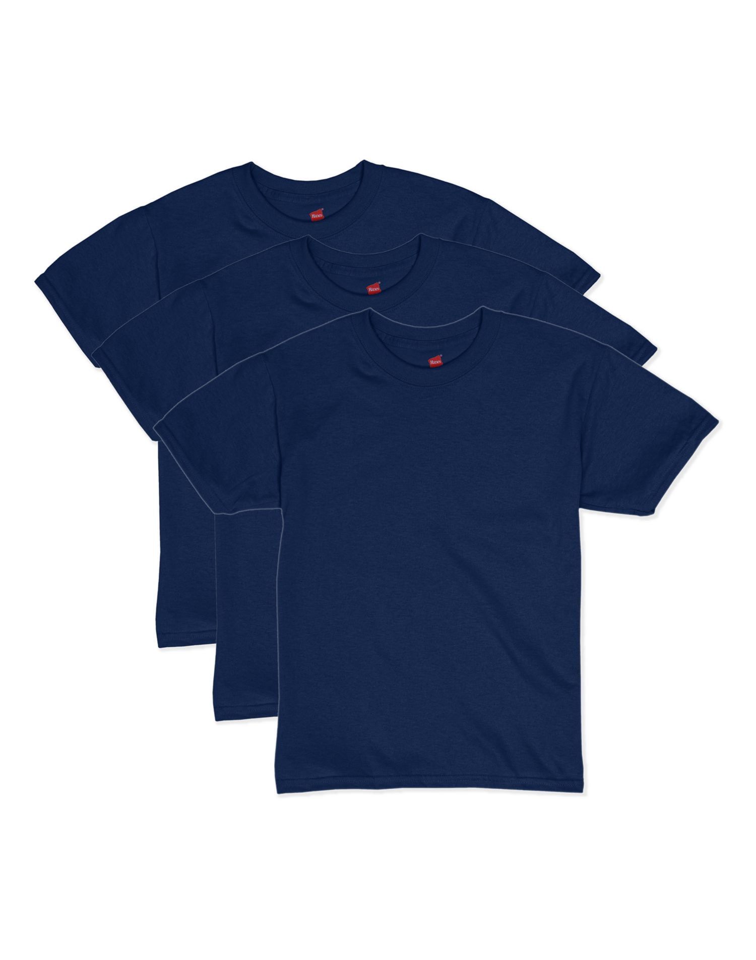Hanes Boys EcoSmart Short Sleeve Tee Value 3-Pack, M, Navy