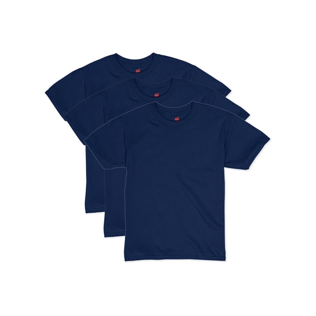 Hanes Boys EcoSmart Short Sleeve Tee Value 3-Pack, XL, Navy