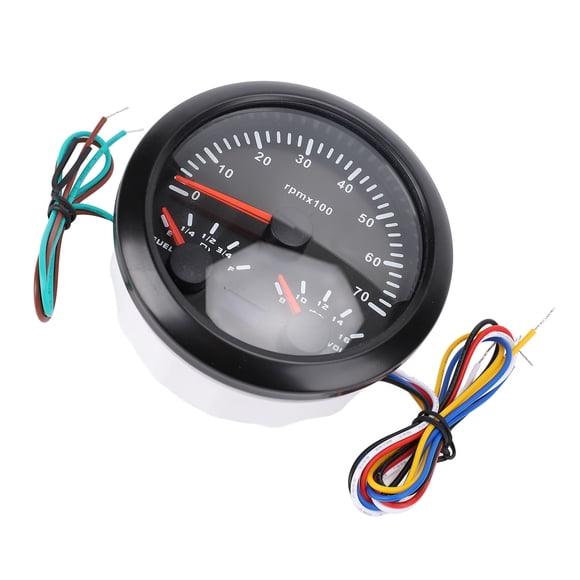7000 RPM Tachometer Fuel Level Voltmeter Speedometer Gauge with 7 Color Backlight for Car Truck Boat, Suitable for Truck Tractor Pickup Car RV Boat
