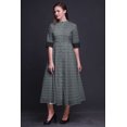 thumbnail image 4 of Bimba Geometric Button Down Dress Print Mandarin Collar Roll Up Sleeves Shirt Dress-Medium, 4 of 5