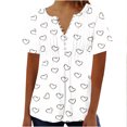 thumbnail image 1 of Blouses pour Femmes Haut Imprimé à Col en V Boutonné à Manches Courtes pour Femmes, 1 of 1