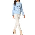 thumbnail image 2 of INSPIRE CHIC Caban à Revers Cranté à Double Boutonnage pour Femme Bleu Pâle TP, 2 of 5