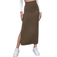 thumbnail image 3 of Slit Long Skirt, Bodycon Long Skirt Easy Matching Versatile  For Party Green,Red,Brownness,Brown,Black, 3 of 6
