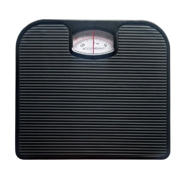 Accuweight Mechanical Bathroom Scale, 286 lbs (130 kg) Capacity, Black and White, Model BS200B