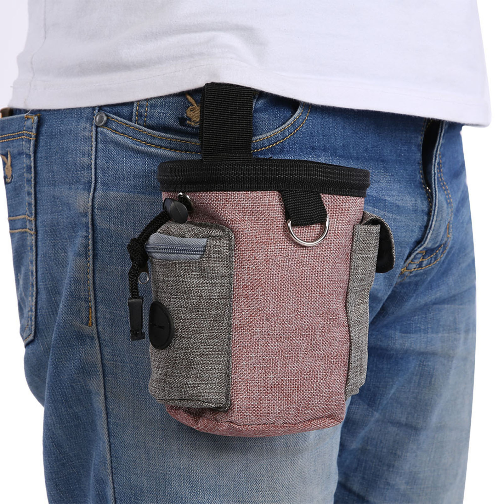 Pet Feed Pocket, Dog Training Treat Bag, Cotton Linen Portable Elastic Buckle For Pet Dog Dog Training Treat Bag