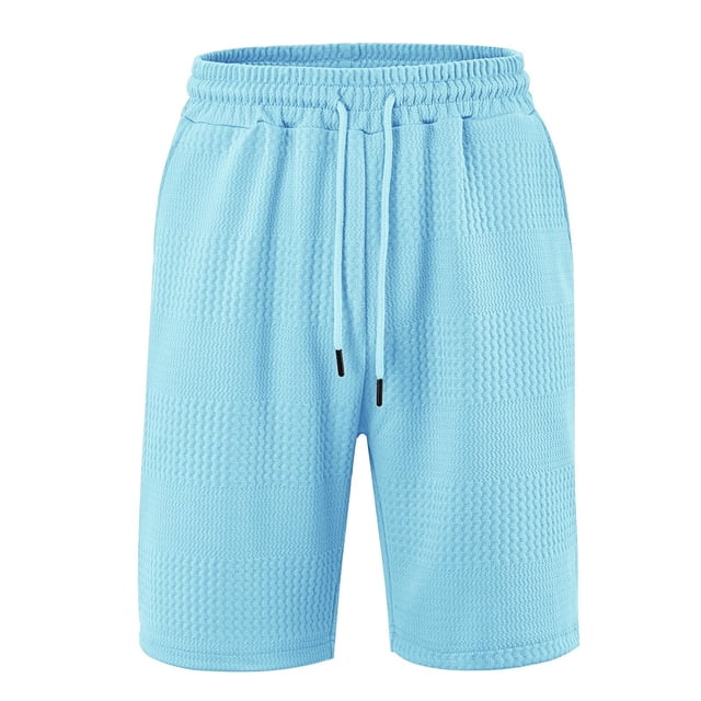 asjyhkr Mens Workout Shorts Ribbed Drawstring Elastic Waisted Shorts with Pockets Stretch Gym Beach Shorts