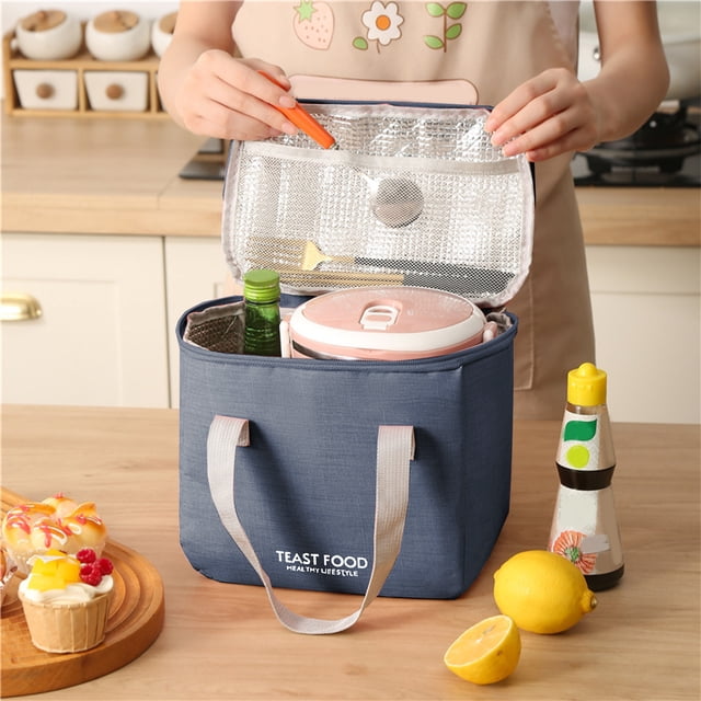 Meitianfacai Insulated Bento Bag Lunch Bag Insulated Cooler Lunch Bag Portable Picnic Bag, Blue