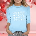 thumbnail image 2 of LUOGENLI T-Shirt pour Filles T-Shirt de la Saint-Valentin pour Filles Imprimé Mode Col Rond Fonctionnel Manches 3/4 T-Shirt Décontracté Top Maxi Chemises pour Filles Bleu Pâle 5-6 Ans, 2 of 4