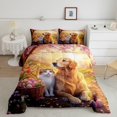 thumbnail image 1 of Erosebridal Kitten Dog Bedding Toddler Comforter Set, Pet Lover Down Comforter, Rustic Floral Decor, Reversible 2 Pieces, 1 of 7
