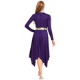 thumbnail image 2 of Hansber Robe de Louange Métallisée pour Femme à Manches Longues, Ourlet Irrégulier, Tunique, Costume de Performance, Violet, TG, 2 of 4